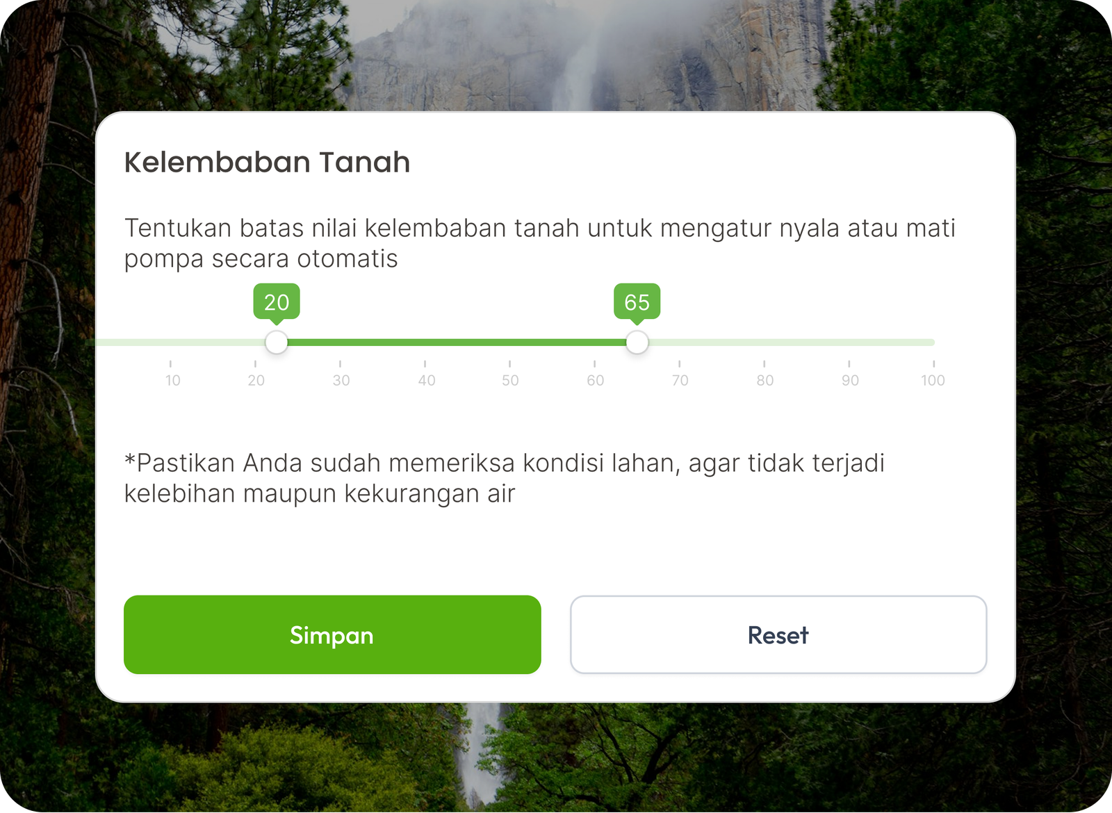 Tampilan data sensor kelembaban tanah pada dashboard ADOSISTERING