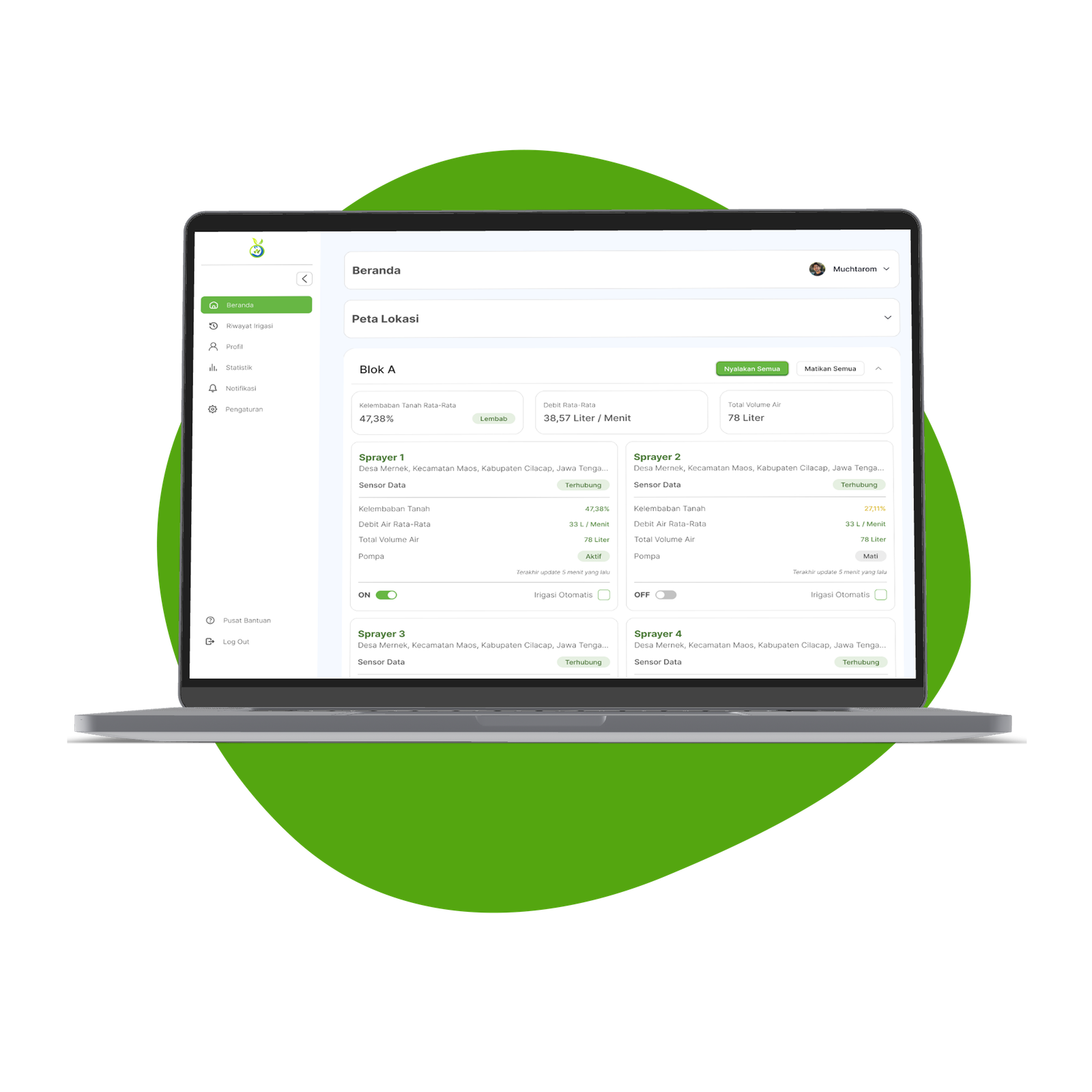 Dashboard platform ADOSISTERING ditampilkan di layar laptop